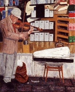 Painting titled "Street Musician 5" by Raanan Spiro, Original Artwork