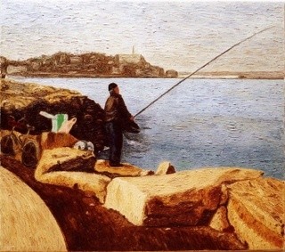 Painting titled "Sea 5" by Raanan Spiro, Original Artwork, Oil