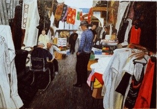 Painting titled "Market & Streets 6" by Raanan Spiro, Original Artwork