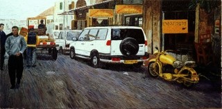 Painting titled "Market & Streets 13" by Raanan Spiro, Original Artwork