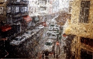 Ζωγραφική με τίτλο "Market & Streets 18" από Raanan Spiro, Αυθεντικά έργα τέχνης