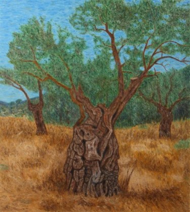 Painting titled "Tree 7" by Raanan Spiro, Original Artwork, Oil