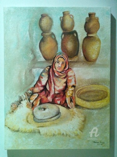 Peinture intitulée "Mabrouka" par Rabaa Karaa, Œuvre d'art originale, Huile