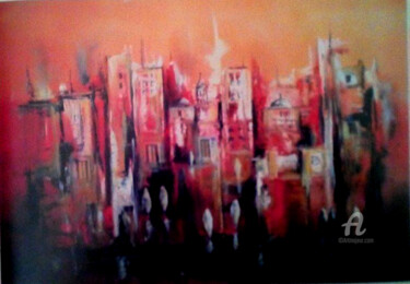 Peinture intitulée "Medina" par Rabaa Karaa, Œuvre d'art originale, Huile