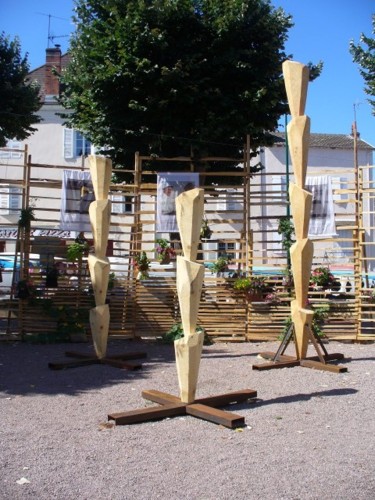 Escultura intitulada "collonnes_bois_conp…" por Frédéric Rabasté, Obras de arte originais