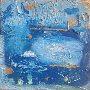 Картина под названием "Le bleu doré" - Rabebe Jeljeli, Подлинное произведение искусства, Акрил Установлен на Деревянная рама…