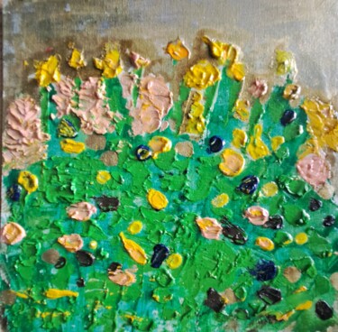 Peinture intitulée "Printemps des fleurs" par Rabebe Jeljeli, Œuvre d'art originale, Huile Monté sur Carton