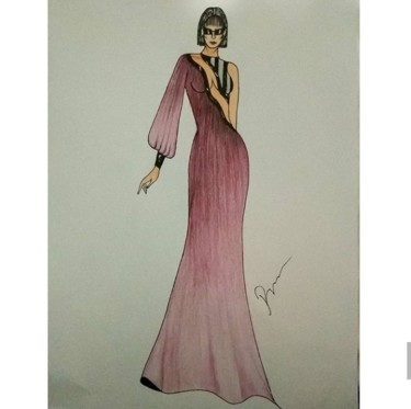 Drawing titled "Fashion Design" by Rabia Hayta, Original Artwork, Pencil