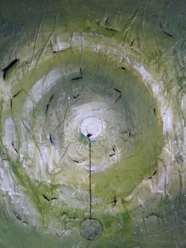Schilderij getiteld "Green sun of crows.…" door Rbio, Origineel Kunstwerk, Acryl