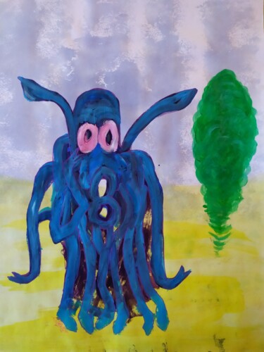 Peinture intitulée "Choomps effrayé par…" par Rbio, Œuvre d'art originale, Acrylique