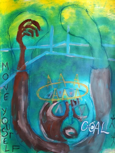 Painting titled "GOAAAL! Chacun ses…" by Rbio, Original Artwork, Acrylic