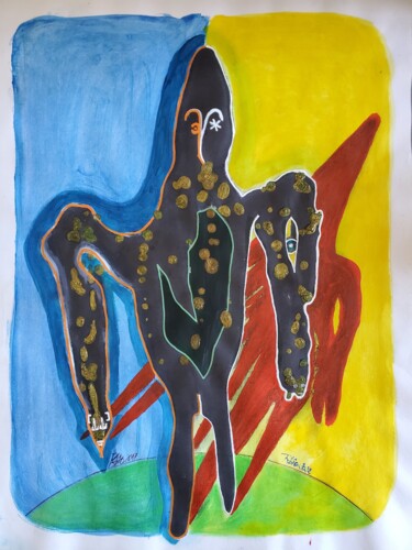 Malerei mit dem Titel "CONCOMBER MAN L'hom…" von Rbio, Original-Kunstwerk, Acryl