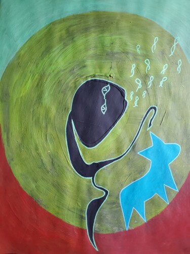 Painting titled "La Tulipe Noire" by Rbio, Original Artwork, Acrylic