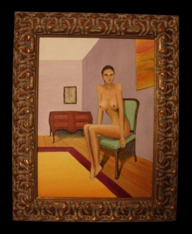 Peinture intitulée "nu assis" par Xavier Raby, Œuvre d'art originale