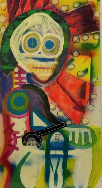 Schilderij getiteld "Skulleosis" door Raca, Origineel Kunstwerk, Acryl