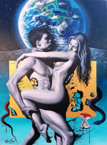 Painting titled "First Love" by Mihai-Adrian Raceanu, Original Artwork, Oil