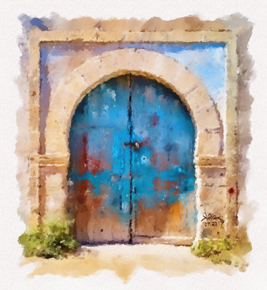 Arts numériques intitulée "Ancienne porte tuni…" par Rached Miladi (Le mutagraphe), Œuvre d'art originale, Peinture numérique