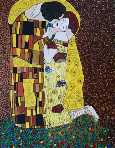Painting titled "The Kiss" by Rachel Olynuk, Original Artwork, Acrylic