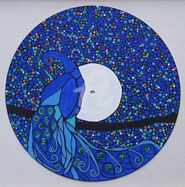 Pittura intitolato "Peacock painting on…" da Rachel Olynuk, Opera d'arte originale, Acrilico