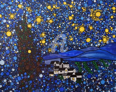 Painting titled "Starry Night" by Rachel Olynuk, Original Artwork, Acrylic