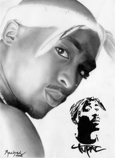 Dessin intitulée "Tupac" par Rachel Blairy, Œuvre d'art originale