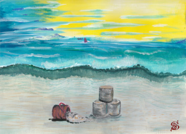 Malerei mit dem Titel "Lone Beach" von Rachel Jackson, Original-Kunstwerk, Acryl