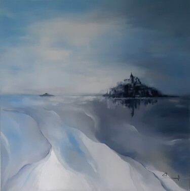 Peinture intitulée "Mont St Michel" par Rachel Lacome, Œuvre d'art originale, Huile
