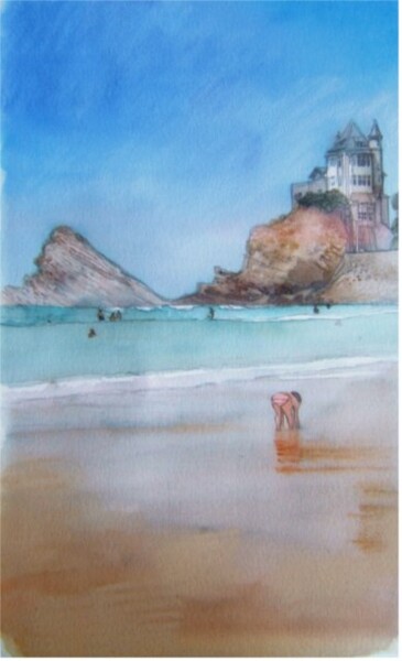 Peinture intitulée "plage de la cote de…" par Rachel Loeffler, Œuvre d'art originale