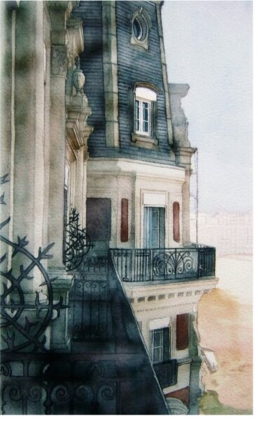 Peinture intitulée "L'Hotel du Palais" par Rachel Loeffler, Œuvre d'art originale