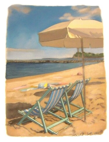 Peinture intitulée "Sur la grande plage…" par Rachel Loeffler, Œuvre d'art originale, Aquarelle