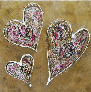 Painting titled "Love Hearts 2" by Rachel Mccullock, Original Artwork, Other
