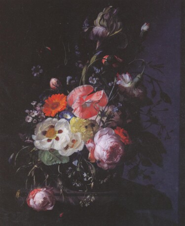 Painting titled "Still life with flo…" by Rachel Ruysch, Original Artwork, Oil