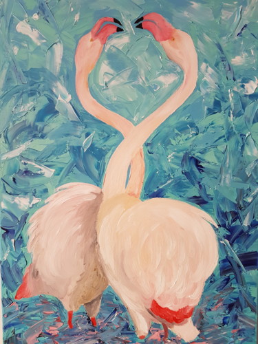 Painting titled "Pink Love" by Rachele Tofanelli, Original Artwork, Acrylic