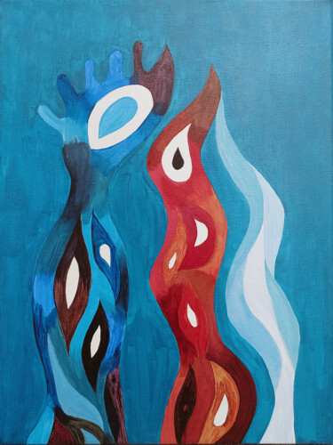 Painting titled "Couple" by Rachelle.Ete, Original Artwork, Acrylic Mounted on Wood Stretcher frame