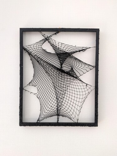 Textile Art titled "Le rythme" by Rachel Fleury, Original Artwork, Gouache Mounted on Wood Stretcher frame