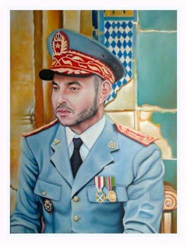 Painting titled "LE ROI DU MAROC" by Rachid Elmqaddem, Original Artwork, Oil
