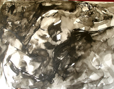 Dessin intitulée "Moment intime" par Rachid Nabah, Œuvre d'art originale, Encre