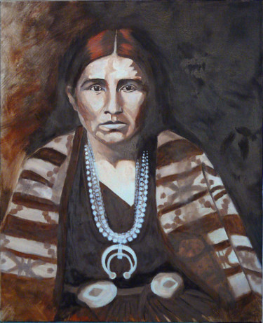 Peinture intitulée "amerindienne.jpg" par Rachida Bey, Œuvre d'art originale, Huile