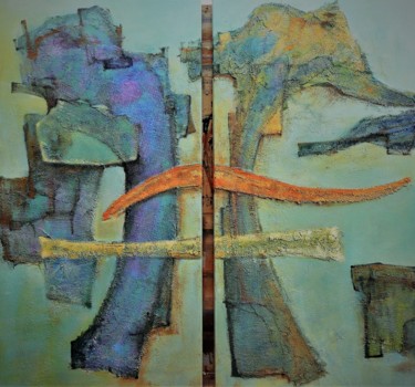 Painting titled "Interconnected subj…" by Martin Racko, Original Artwork, Acrylic Mounted on Cardboard