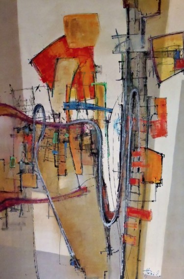 Картина под названием "Saxophone" - Martin Racko, Подлинное произведение искусства, Акрил Установлен на картон