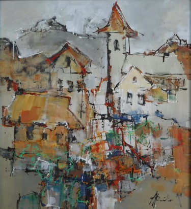 Summer in our village Painting titled "Summer in our villa…" by Martin Racko, Original Art, Acrylic