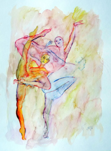 Painting titled "danseuses-aquarelle…" by Jfg, Original Artwork