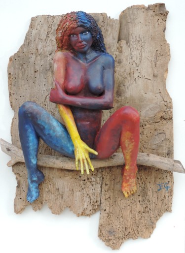 Sculpture titled "femme-couleur-et-bo…" by Jfg, Original Artwork