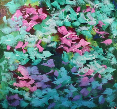 Malerei mit dem Titel "The Emerald Forest" von Racquel Miller, Original-Kunstwerk, Acryl