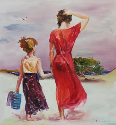 Painting titled ""Walk to the sea"…" by Rada Gor, Original Artwork, Oil