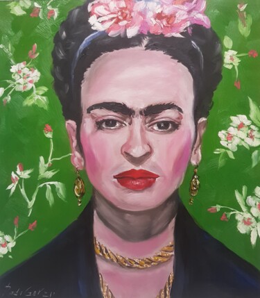 Malerei mit dem Titel "Frida Kahlo Paintin…" von Rada Gor, Original-Kunstwerk, Öl