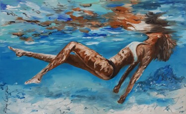 Peinture intitulée ""Immersion" girl in…" par Rada Gor, Œuvre d'art originale, Huile