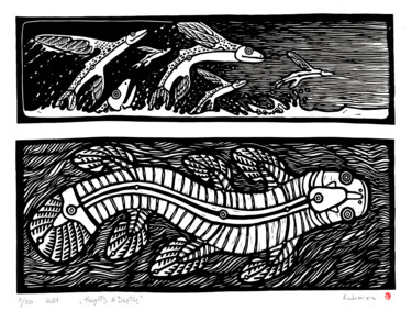 heights and depths Printmaking titled "heights and depths" by Radamira Radey, Original Art, Linocuts