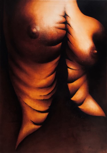 Painting titled "Surrealism-Torso" by Radek Skopec, Original Artwork, Oil
