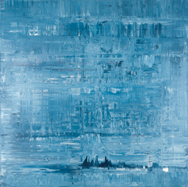 Painting titled "Blue abstract paint…" by Radek Smach, Original Artwork, Acrylic Mounted on Wood Stretcher frame